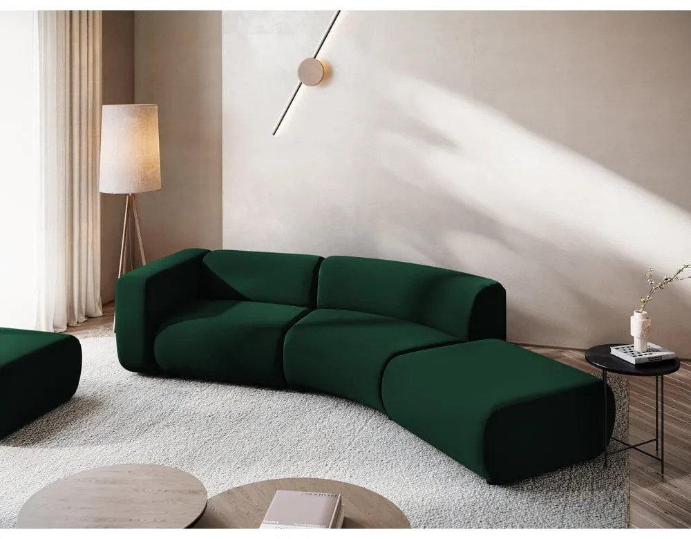 Тъмнозелен кадифен шезлонг (десен ъгъл) Ekahi – Makamii