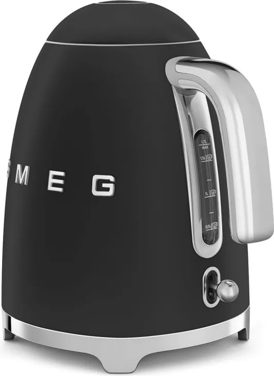 Електрическа кана SMEG KLF03BLMEU, 2400 W, 1.7 л, 360° основа, Матово покритие, Черен