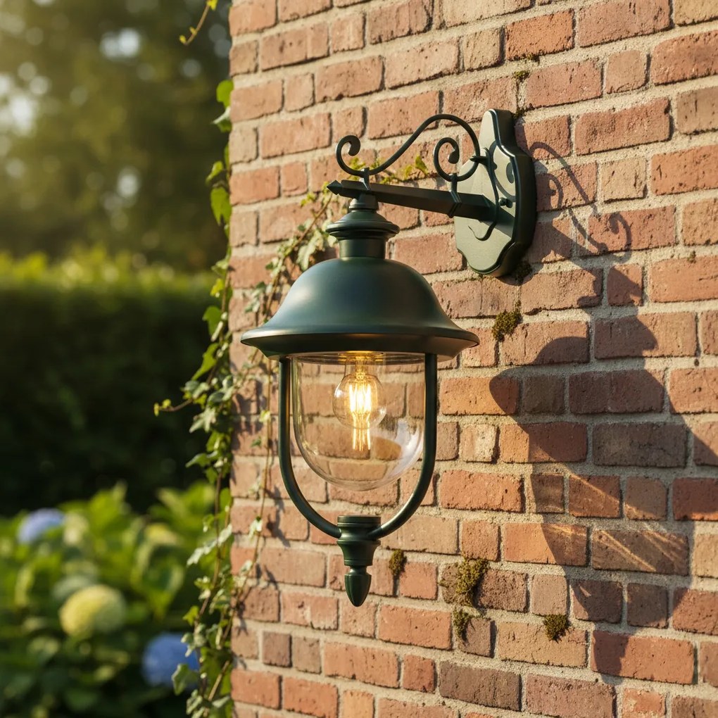 Класически външен стенен аплик тъмнозелен с пластмаса IP44 - Genoa