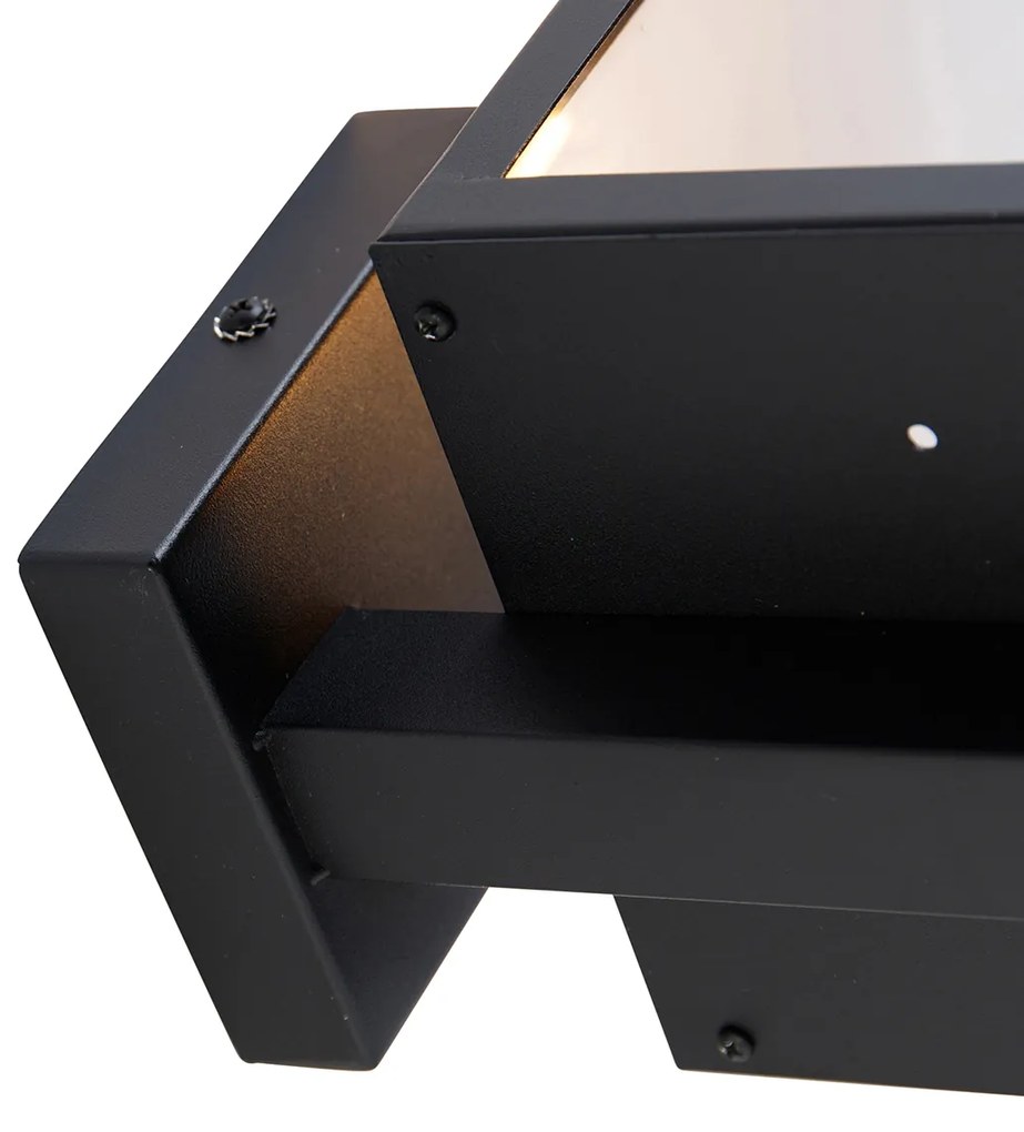 Смарт външна стенна лампа черна със стъкло 30 см вкл. Wifi ST64 - Rotterdam