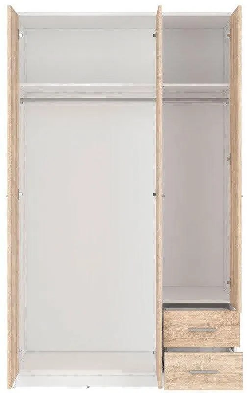 Трикрилен гардероб NEPO SZF3D2S / бяло