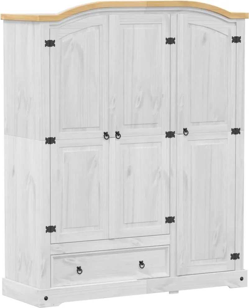 4012161 vidaXL Гардероб "Corona" бял 151,5x52x186 см бор масив