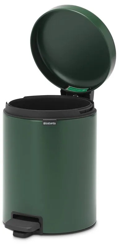 Кош за боклук с педал Brabantia NewIcon 1003199, 5 л, Плавно затваряне, Противоплъзгаща основа, Тъмнозелен