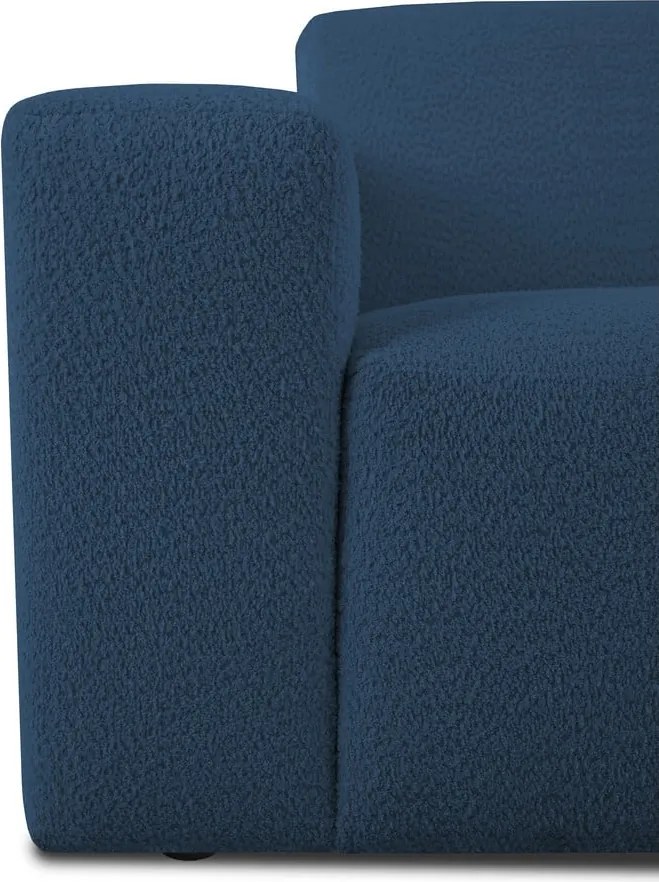 Тъмносин ъглов диван от букле (десен ъгъл) Roxy – Scandic