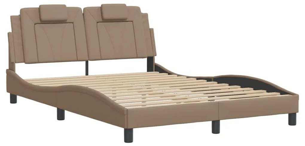 3208086 vidaXL Рамка за легло Viana без матрак, капучино, 120x200 см, изкуствена кожа