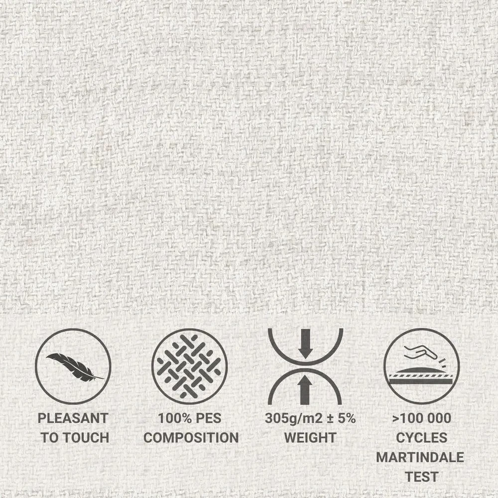 Кремаво тапицирано двойно легло с място за съхранение с включена подматрачна рамка 140x200 cm Baleine – Maison de Rêve