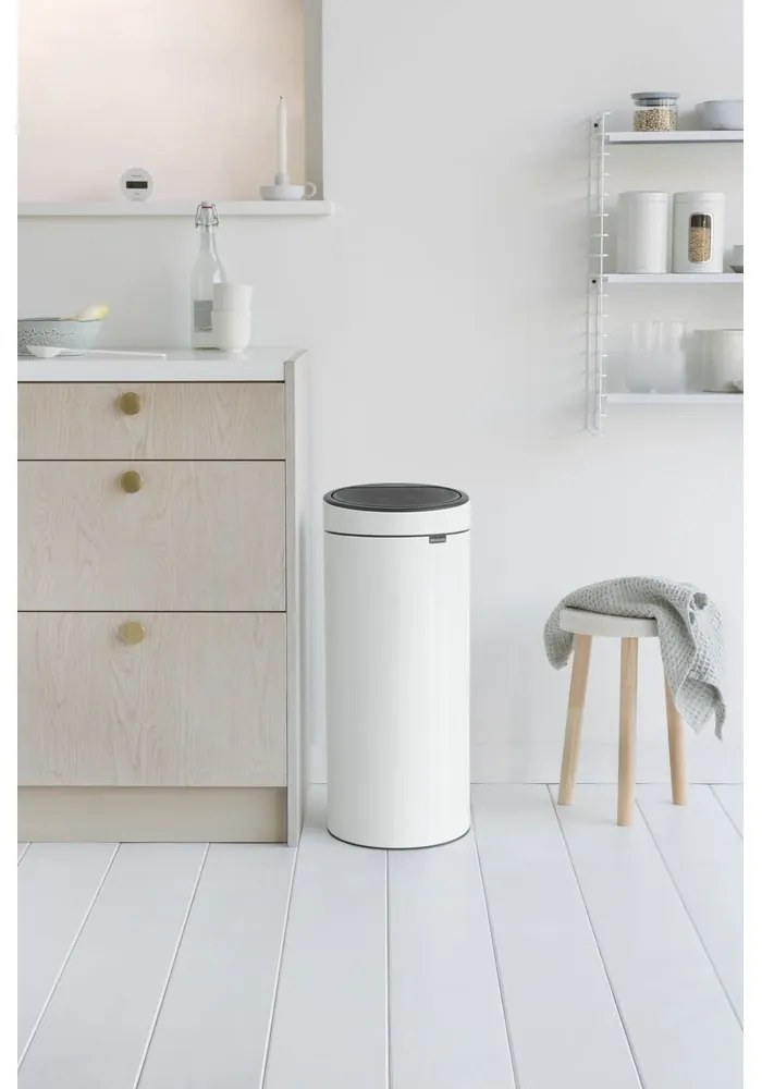 Бяло стоманено кошче за боклук, отваряне с докосване 30 l Touch Bin – Brabantia