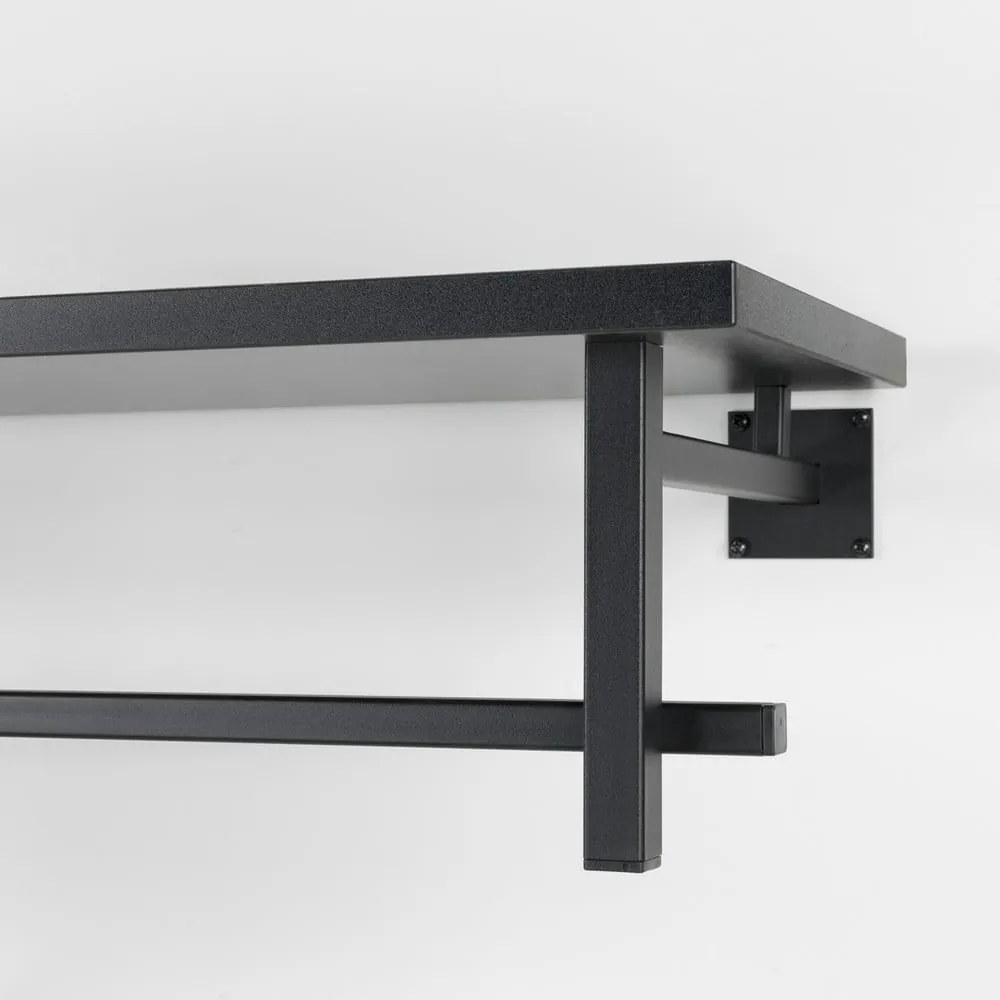 Черна метална стенна закачалка с рафт 76 cm Simplon – Spinder Design