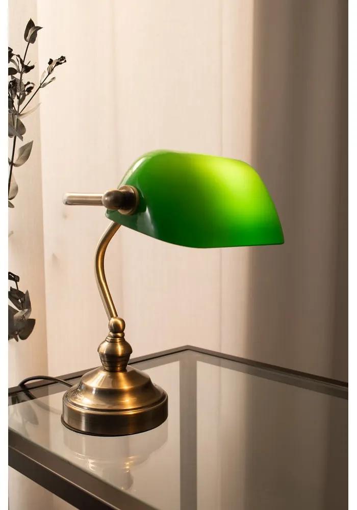 Настолна лампа в зелено и месинг, височина 25 cm Bankers - Markslöjd