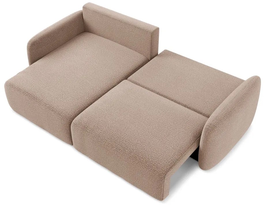 Светлокафяв разтегателен ъглов диван с място за съхранение (ляв ъгъл) Kalena – Makamii