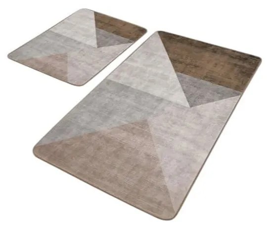Сиви-кафяви кадифени килими за баня в комплект от 2 бр. 60x100 cm – Mila Home