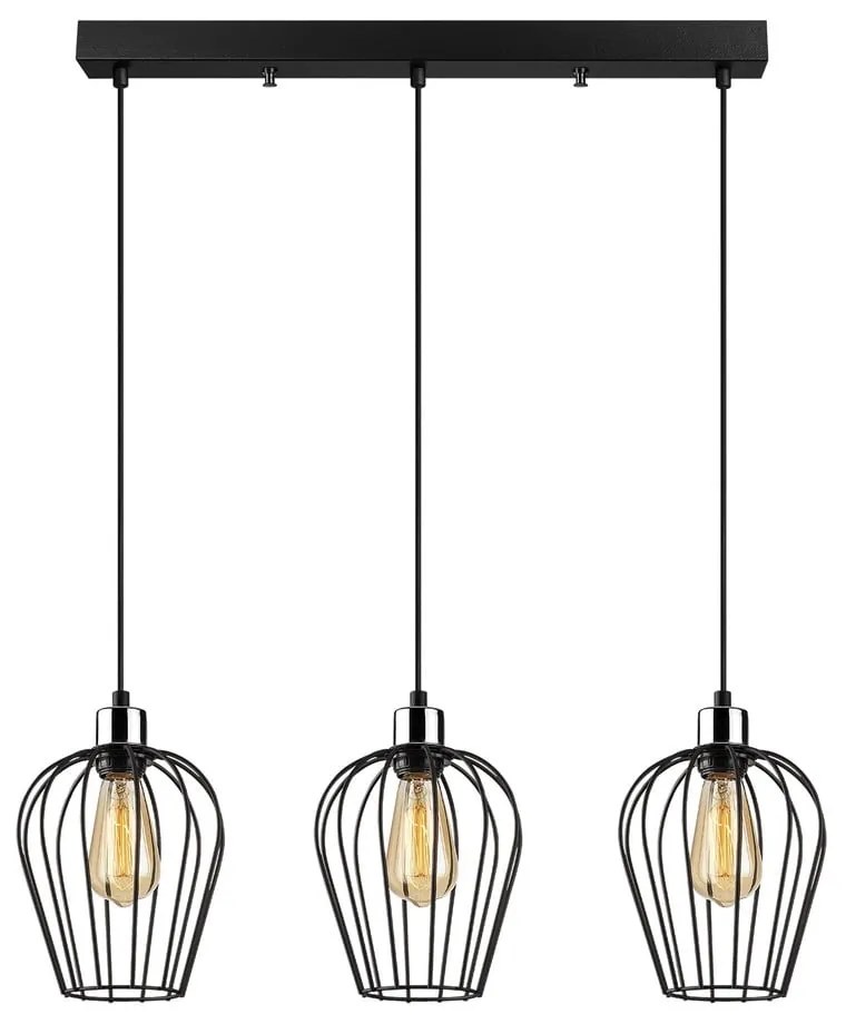 Черна висяща лампа за 3 крушки Tel Long - Opviq lights