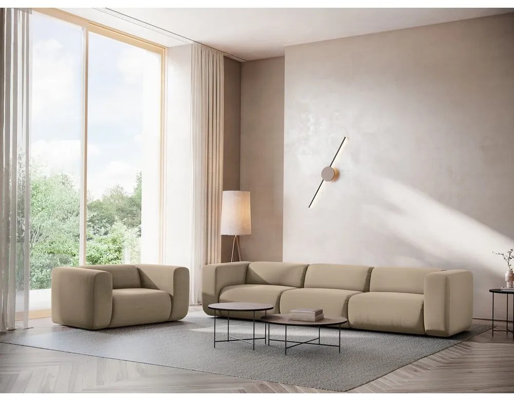 Бежово кадифено кресло Ekahi – Makamii