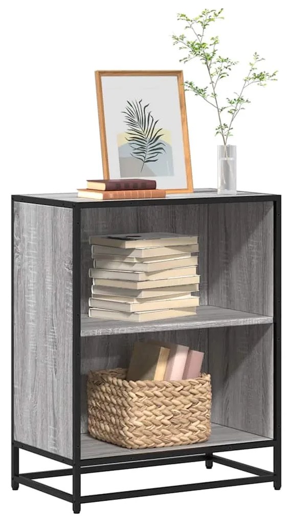 849102 vidaXL Шкаф за книги Grey Sonoma 60x35x76 cm Инженерна дървесина