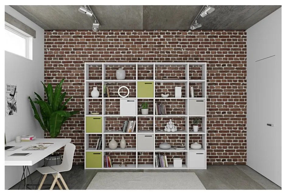 Бял шкаф за книги Pombal, височина 224 cm - TemaHome