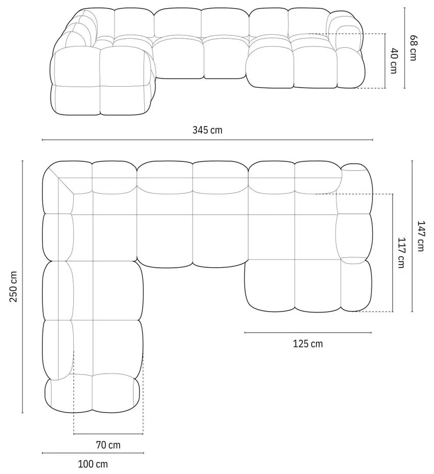 Сив ъглов диван (ляв ъгъл/U форма) Loretto – Cosmopolitan Design