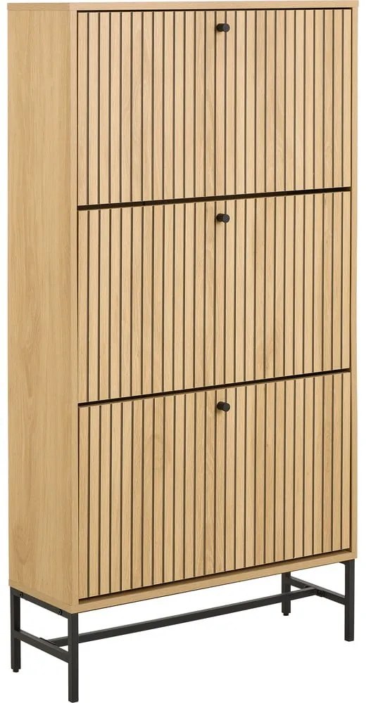 Накланяща се стойка за обувки от дъбов декор в естествен цвят 72x140x25 cm Albany – Actona