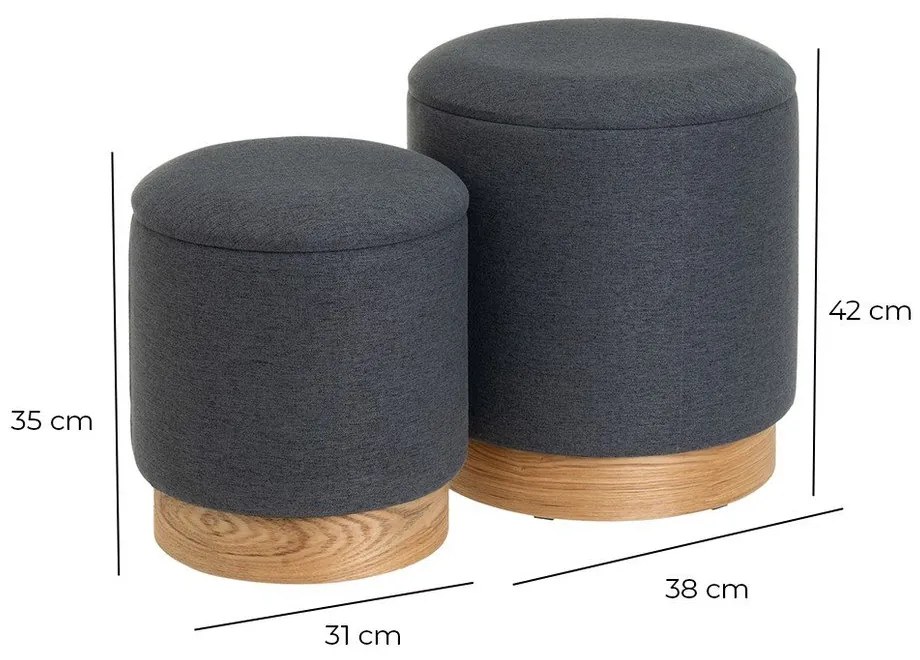 Тъмносиви табуретки в комплект 2 бр. – Casa Selección