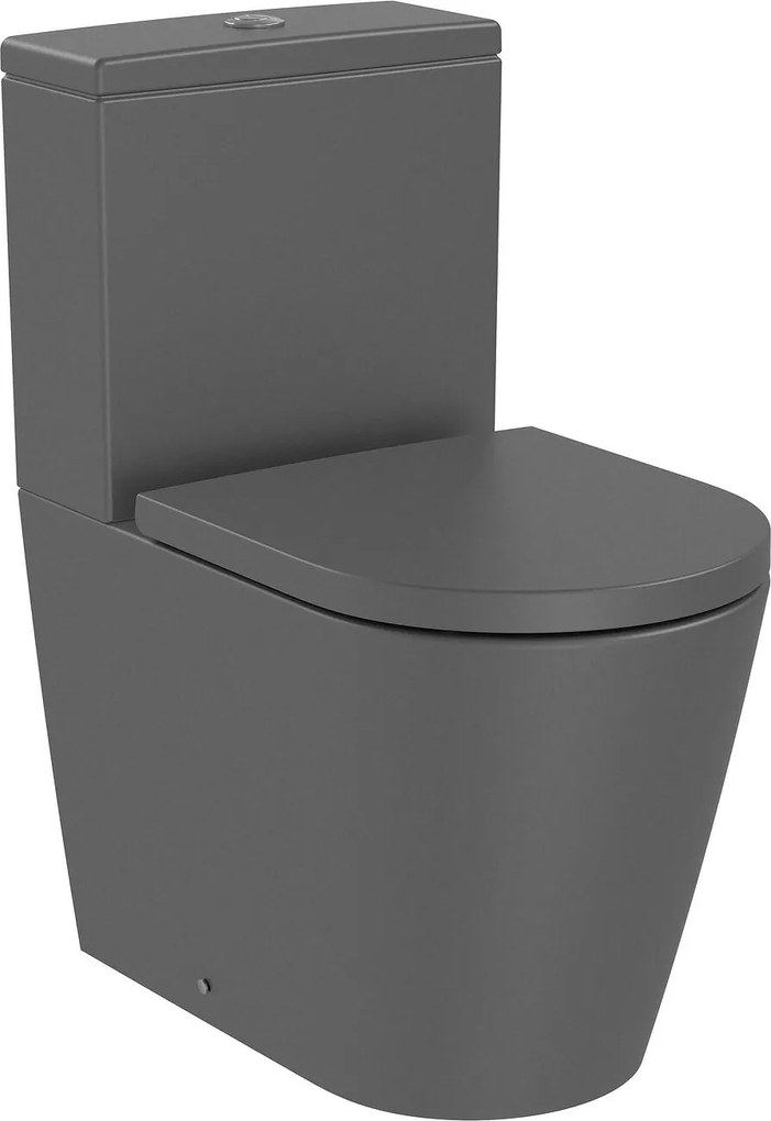 Тоалетна чиния за моноблок, Roca, A342529640 ROUND, порцелан, оникс, 76x60x37.5см