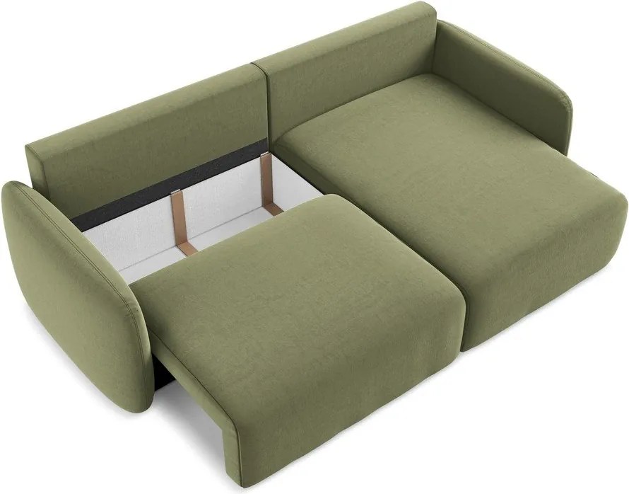 Зелен кадифен сгъваем/с място за съхранение ъглов диван (десен ъгъл) Kalena – Makamii