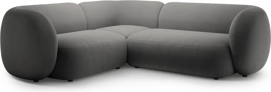 Тъмносив кадифен ъглов диван (ляв ъгъл/L форма) Kate – Micadoni