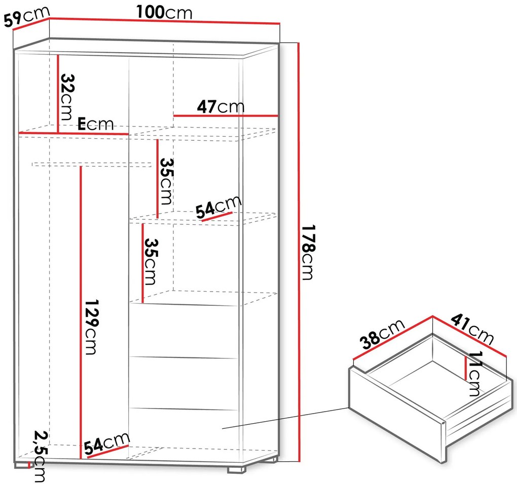 Гардероб Gesita 2D3S-Leuko