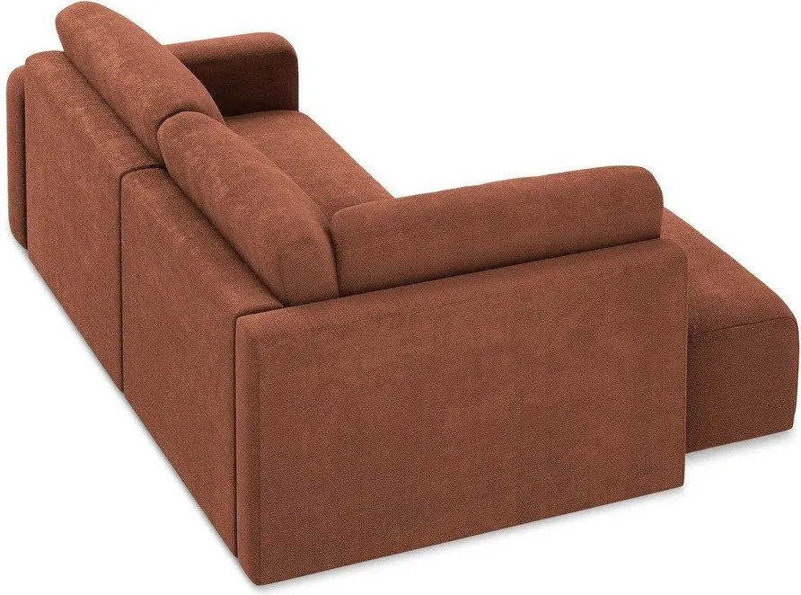 Теракотен шенилов сгъваем/с място за съхранение ъглов диван (ляв ъгъл/L форма) Kona – Makamii