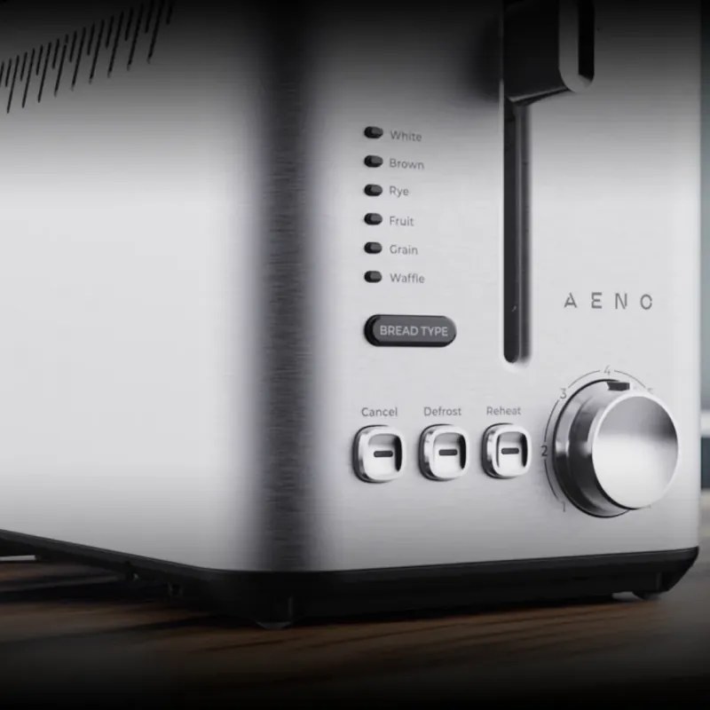 Тостер за хляб AENO ATS0003, 950W, 6 вида хляб, 7 нива на изпичане, Подгряване, Размразяване, LED, Инокс