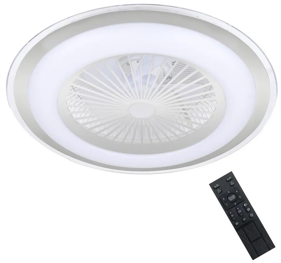 LED Димируема лампа с вентилатор ZONDA LED/48W/230V сребриста + д.у.