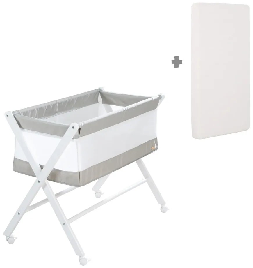 Бяла сгъваема люлка на колела 90x45 cm - Roba