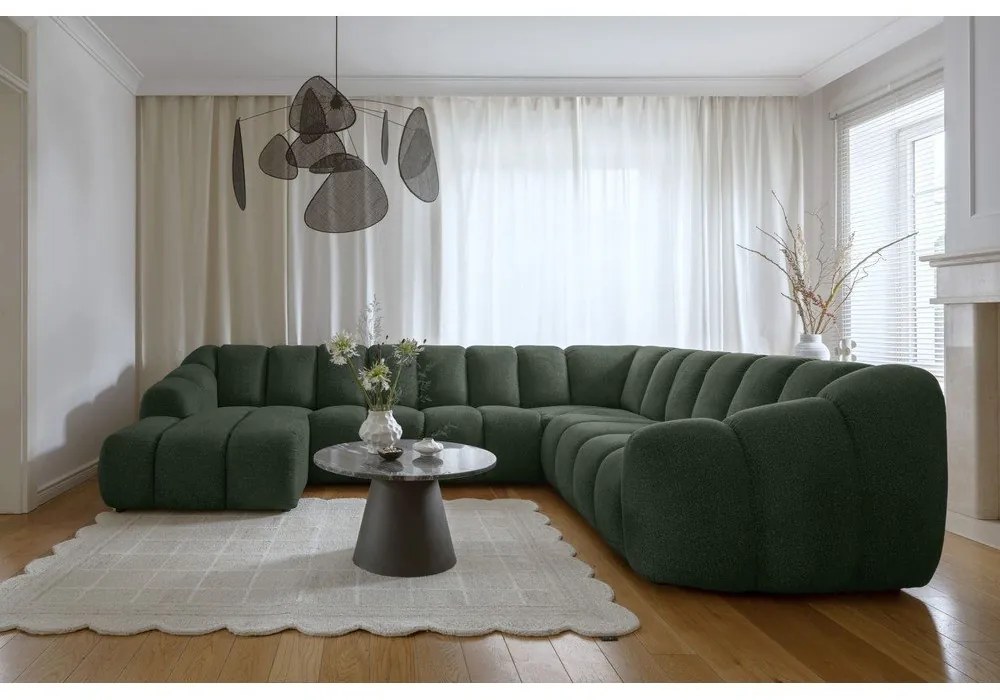 Тъмнозелен ъглов диван (десен ъгъл/U форма) Shell – Miuform