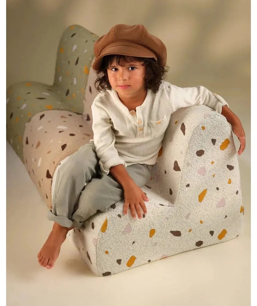 Бял детски стол от букле и шенил Terrazzo Cloud – Wigiwama