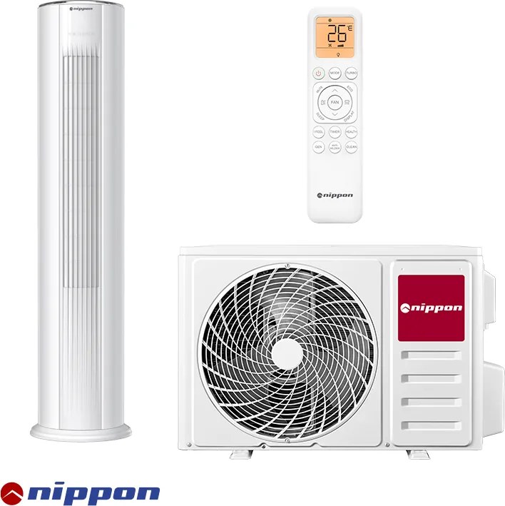 Колонен климатик Nippon NPC-24MCFL, 24000 BTU, 45 м2, А++/А+, R-32, Бял