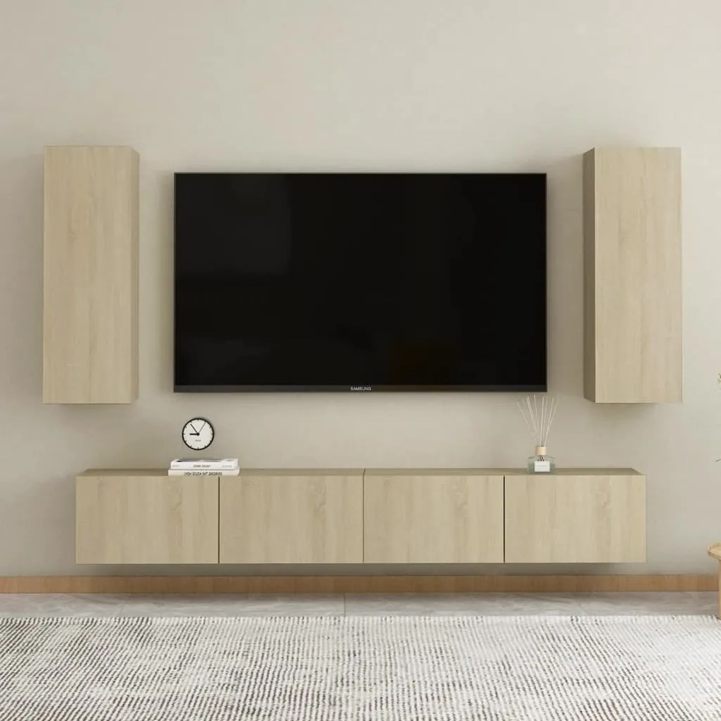 3078959 vidaXL Комплект ТВ шкафове от 4 части, дъб сонома, инженерно дърво