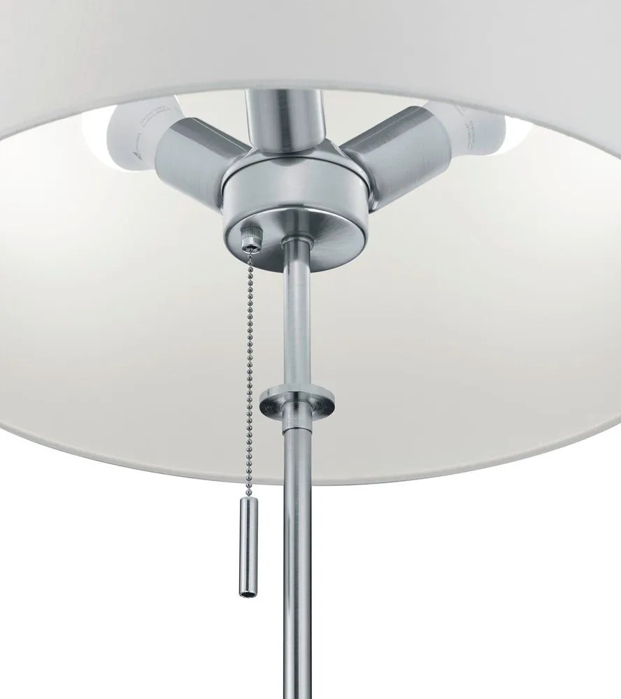 Подова лампа в сребрист цвят с текстилен абажур (височина 180 cm) Lyon – Trio