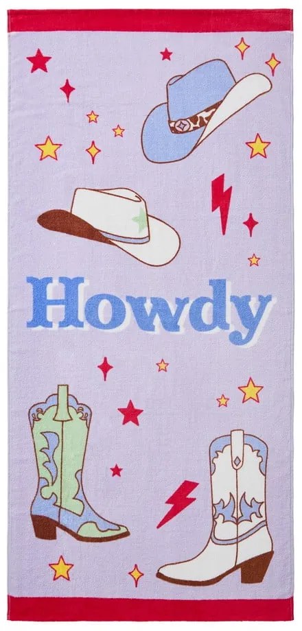 Лилава памучна плажна кърпа от тери 76x160 cm Howdy Cowgirl – Sassy B