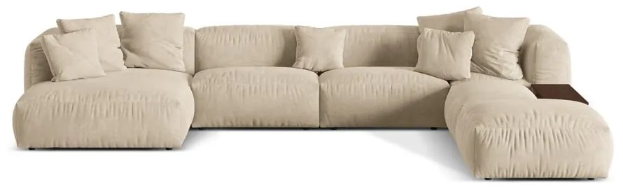 Бежов кадифен модулен ъглов диван (десен ъгъл/U форма) Martina – Micadoni