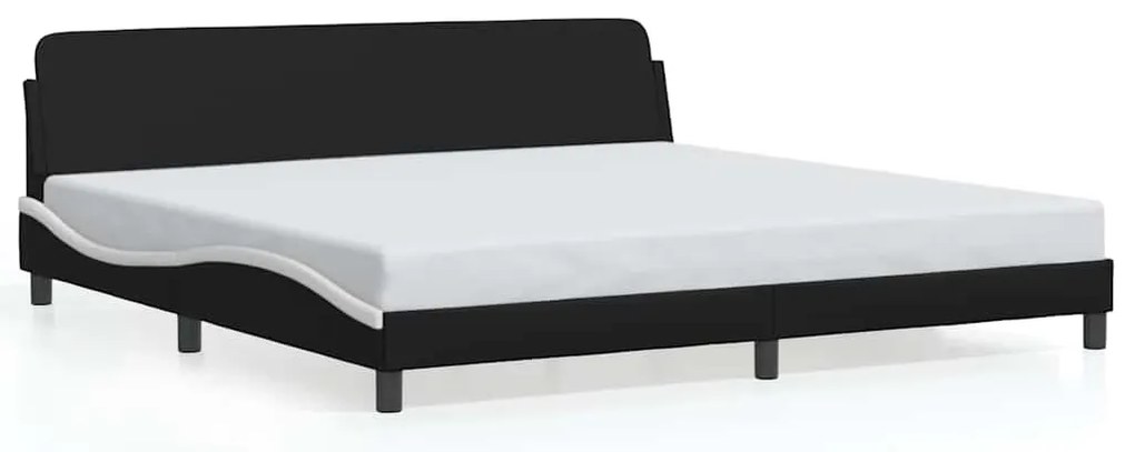 373263 vidaXL Рамка за легло Dover, черна, бяла, 200x200см, изкуствена кожа