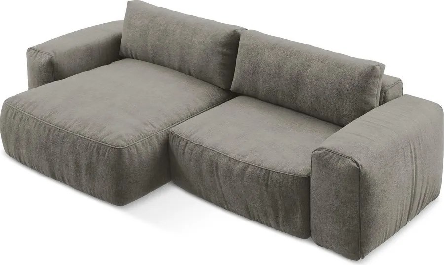 Сив шенилов сгъваем ъглов диван (ляв ъгъл) Kuki – Makamii