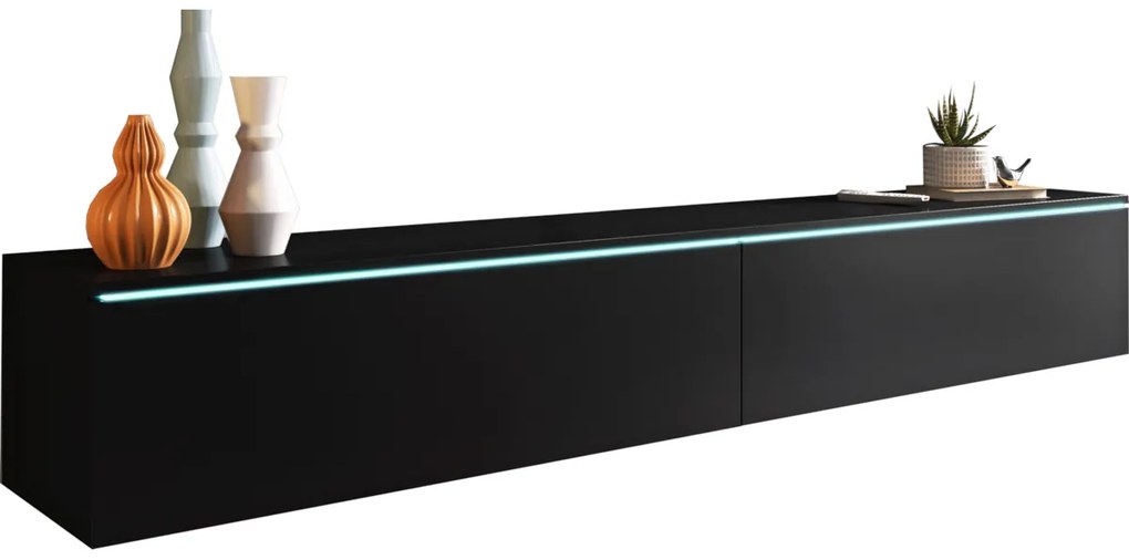 Comodă TV MENDES D 180, 180x30x32, negru grafit