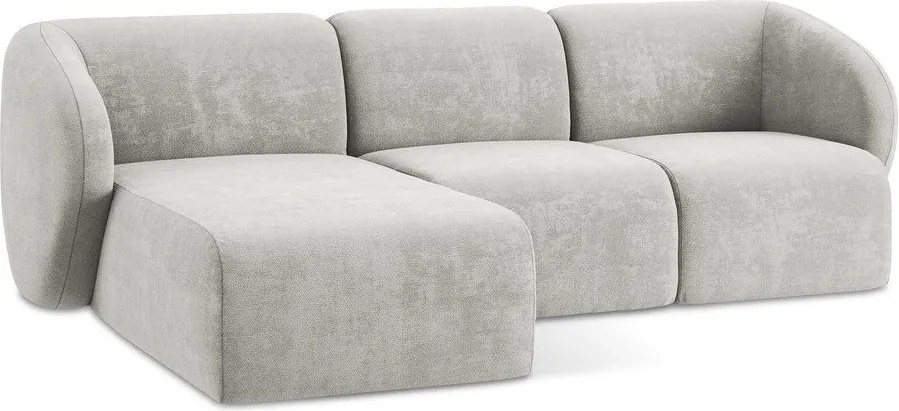 Светлосив шенилов ъглов диван (ляв ъгъл) Lani – Makamii