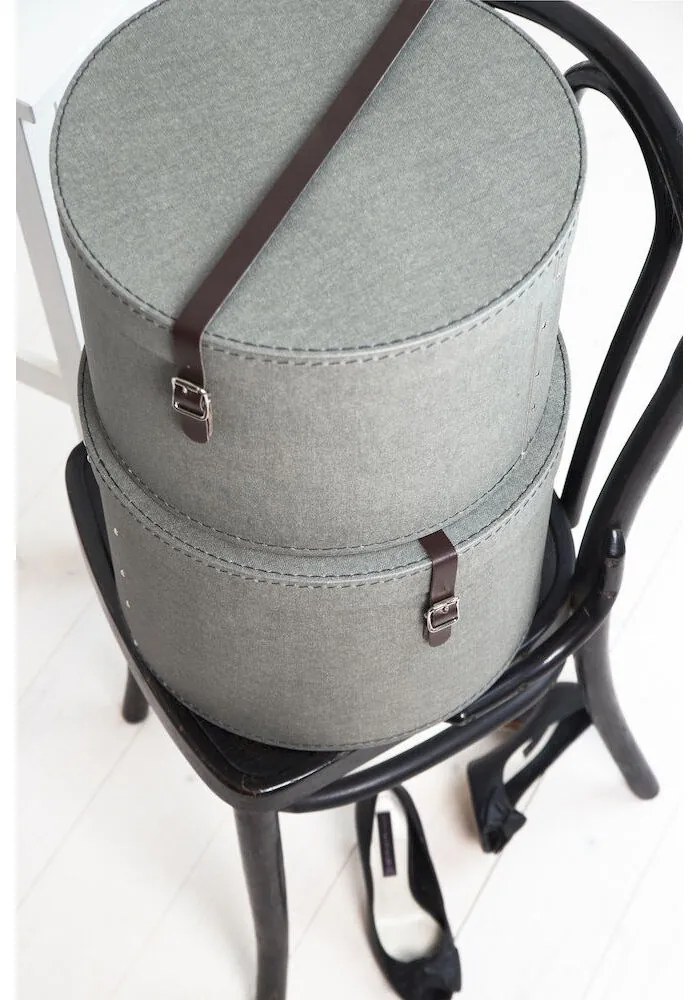 Сиви картонени кутии за съхранение в комплект 2 бр. с капаци ø 37,5x25,5 cm Rut Canvas Paper Laminate – Bigso