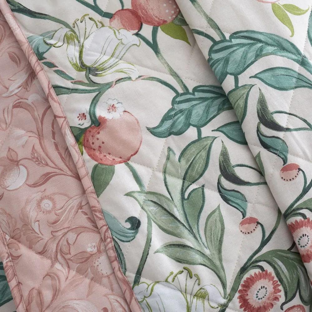 Зелено-розова покривка за двойно легло 220x230 cm Clarence Floral - Catherine Lansfield