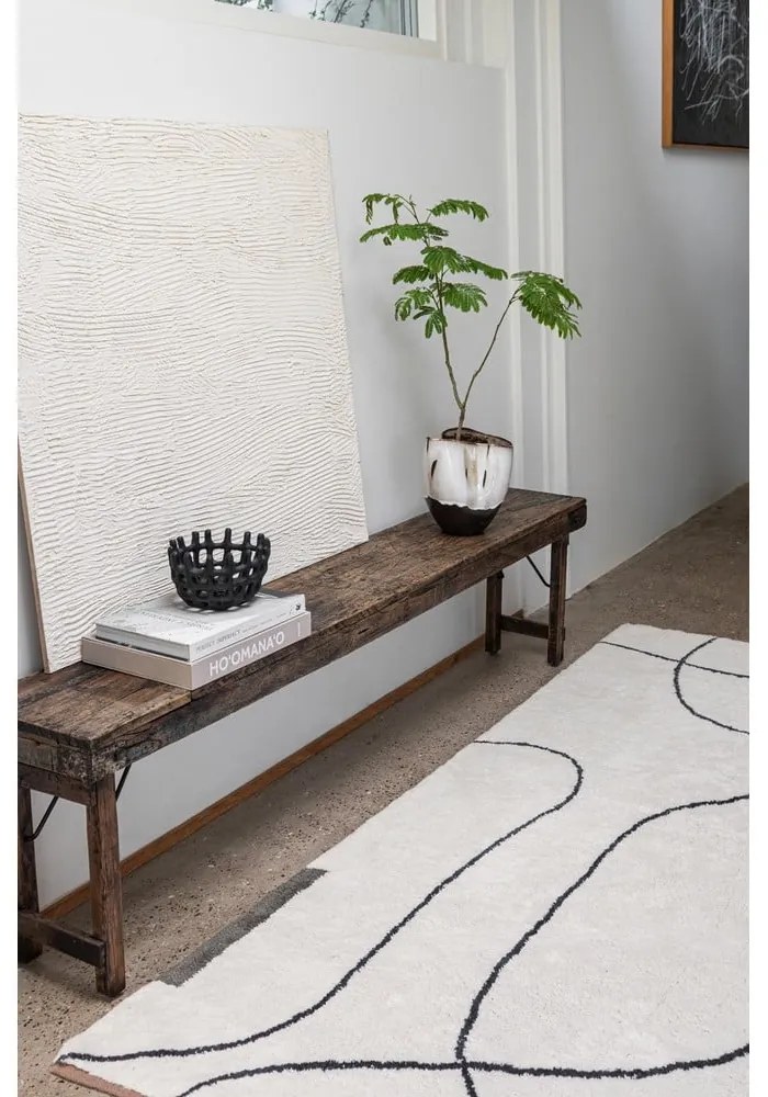 Памучен килим подходящ за пране в цвят слонова кост 140x200 cm Shadow – Mette Ditmer Denmark