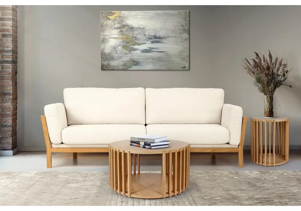 Масичка за кафе от дъб с барабан, ø 53 cm - Woodman