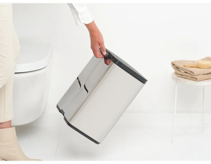 Кош за боклук Brabantia Bo Small 1006636, 12 л, Безшумно и плавно отваряне, Противоплъзгаща основа, Инокс