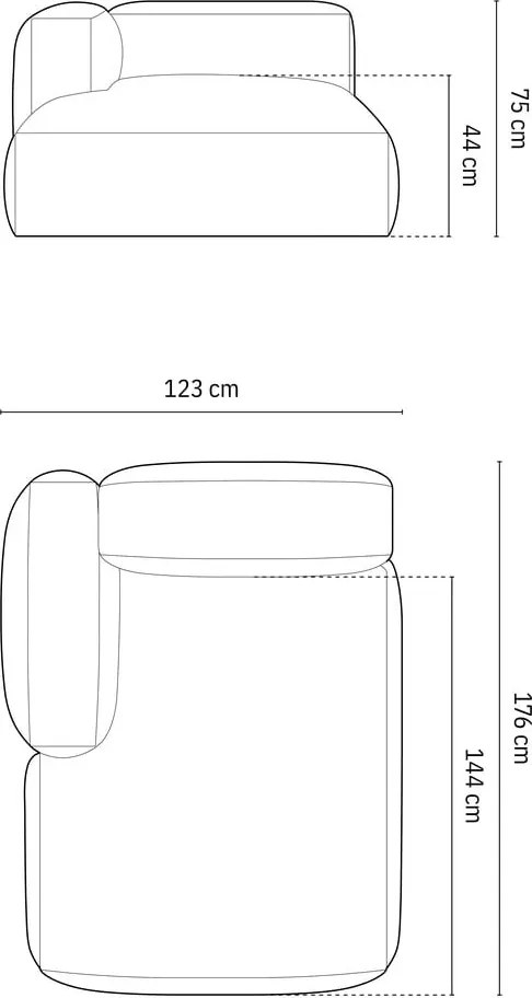 Черен модул за диван (ляв ъгъл) Martina – Micadoni Home
