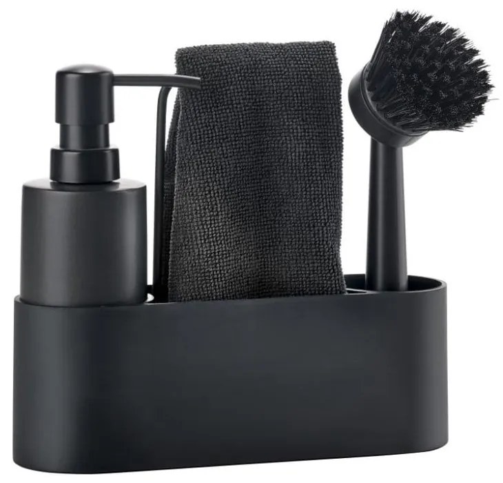 Черна пластмасова/силиконова стойка за перилни препарати Singles – Zone