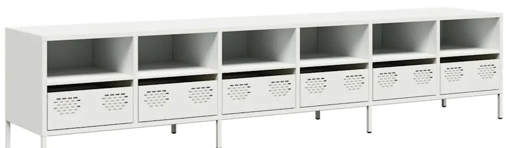 3307160 vidaXL ТВ шкаф бял 202x39x43,5 см студеновалцувана стомана