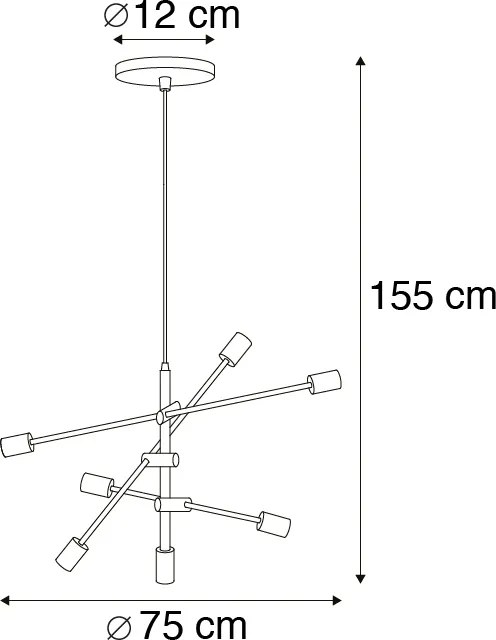 Интелигентна индустриална висяща лампа черна, включваща 6 WiFi ST64 - Sydney